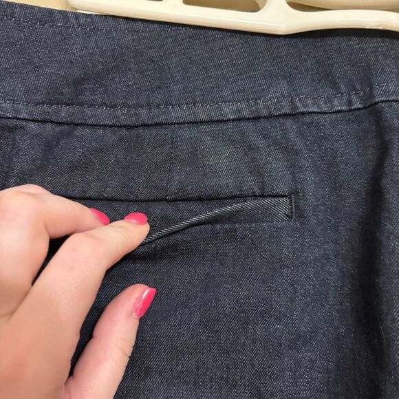 Talbots Women’s Dark Wash Denim Jean Skirt Button Zip Closure Petite 14 - Picture 5 of 13